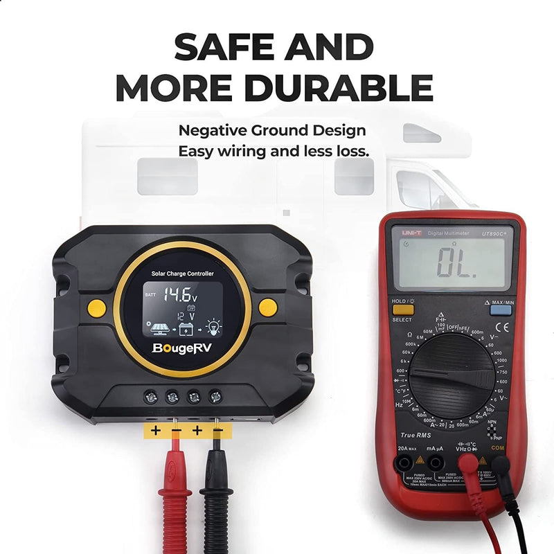 BougeRV Li 10A PWM Solar Charge Controller 12V 24V