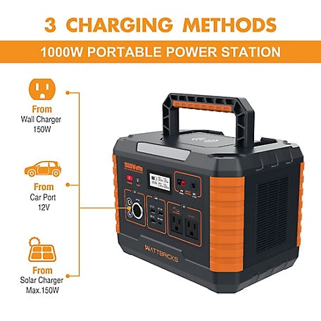 WattBricks 1000W Portable Power Station 270,000mAh