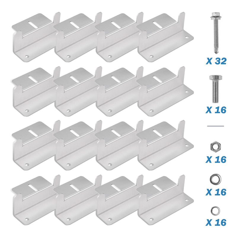 BougeRV Solar Panel Mounting Z Bracket Mount Kits (4 set 16 Units）