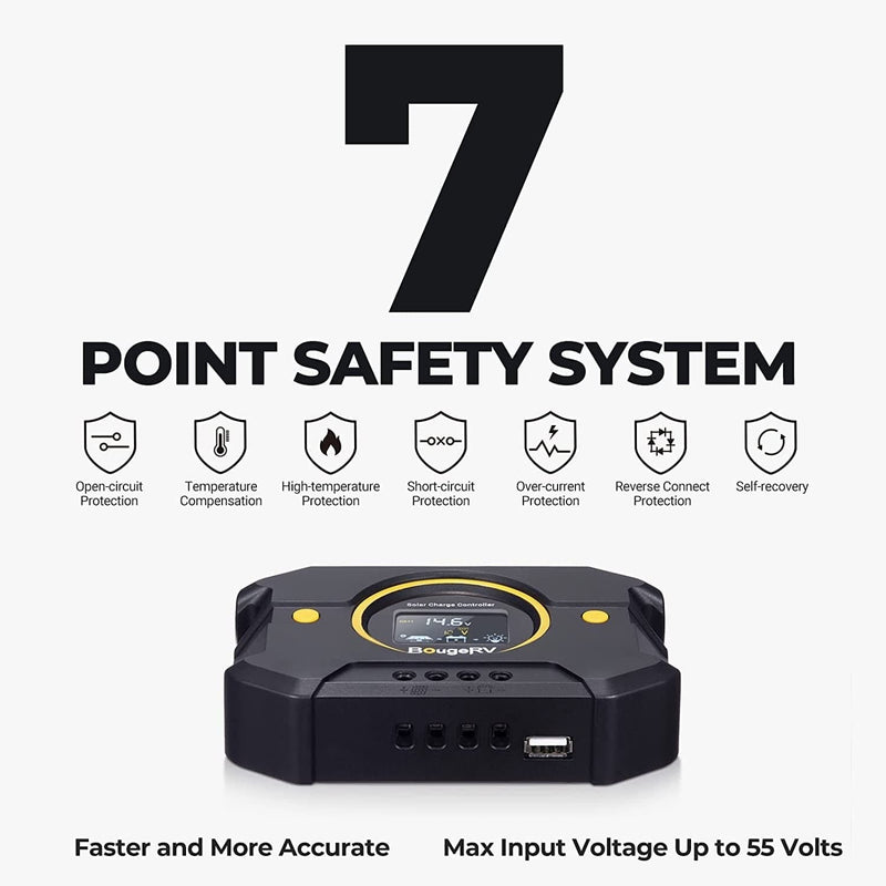 BougeRV Li 20A PWM Solar Charge Controller 12V 24V