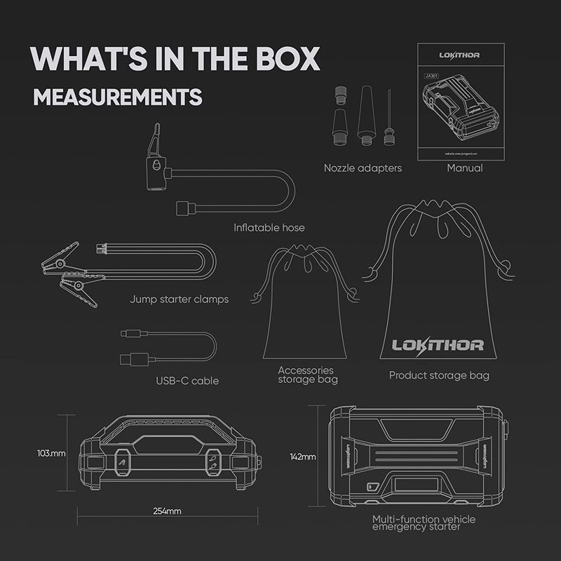 Lokithor Jump Starter with Air Compressor