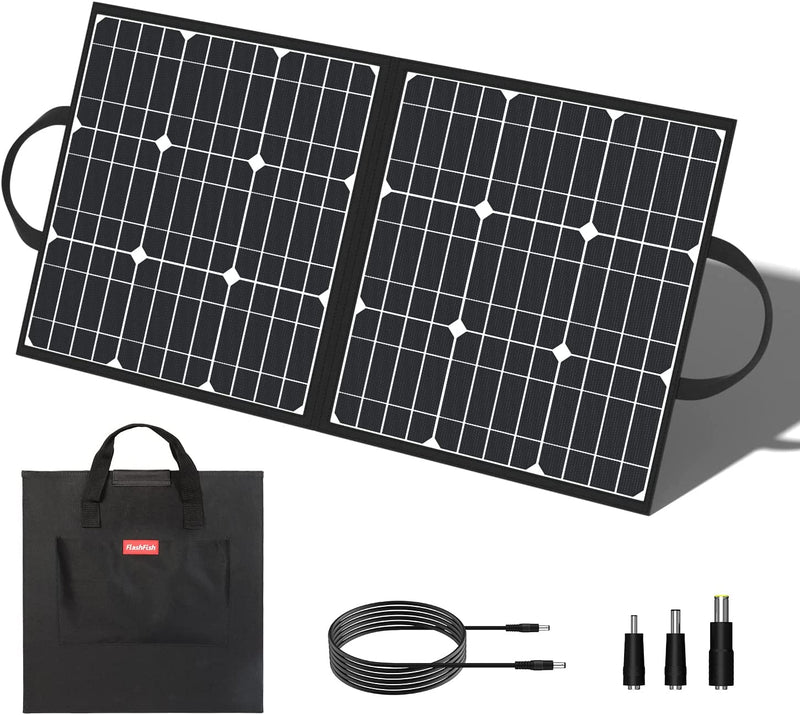 Flashfish 50W 18V Portable Solar Panel with 5V USB 18V DC Output