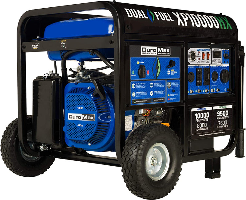 DuroMax XP10000HX 10,000 Watt 18HP Dual Fuel Portable Generator (Grade A Refurbished)