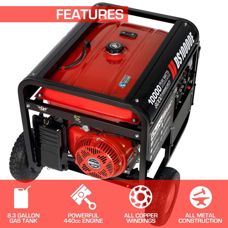 Durostar DS10000E 10,000 Watt Gasoline Generator Red / Black (Grade A Refurbished)