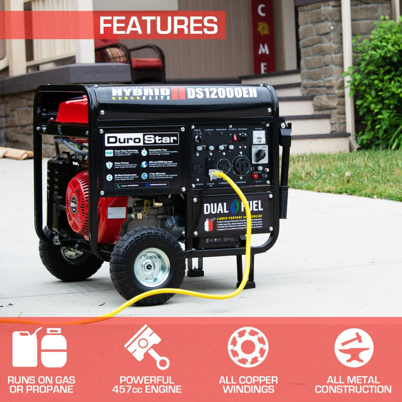 DuroStar DS12000EH 12,000 Watt Dual Fuel Hybrid Generator (Grade A Refurbished)