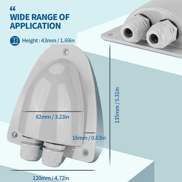 BougeRV ABS Solar Double Cable Entry Gland Box