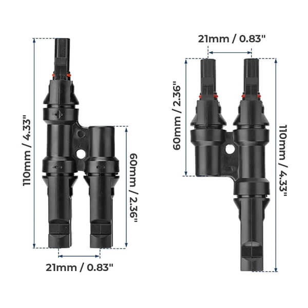 BougeRV Solar Branch Connectors Y Connector in Pair MMF+FFM Parallel Connection (5 Pairs)