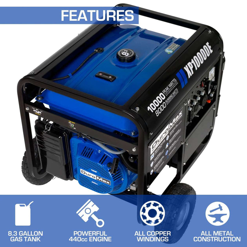 DuroMax XP10000E 10,000 Watt Gasoline Generator Blue / Black (Grade A Refurbished)