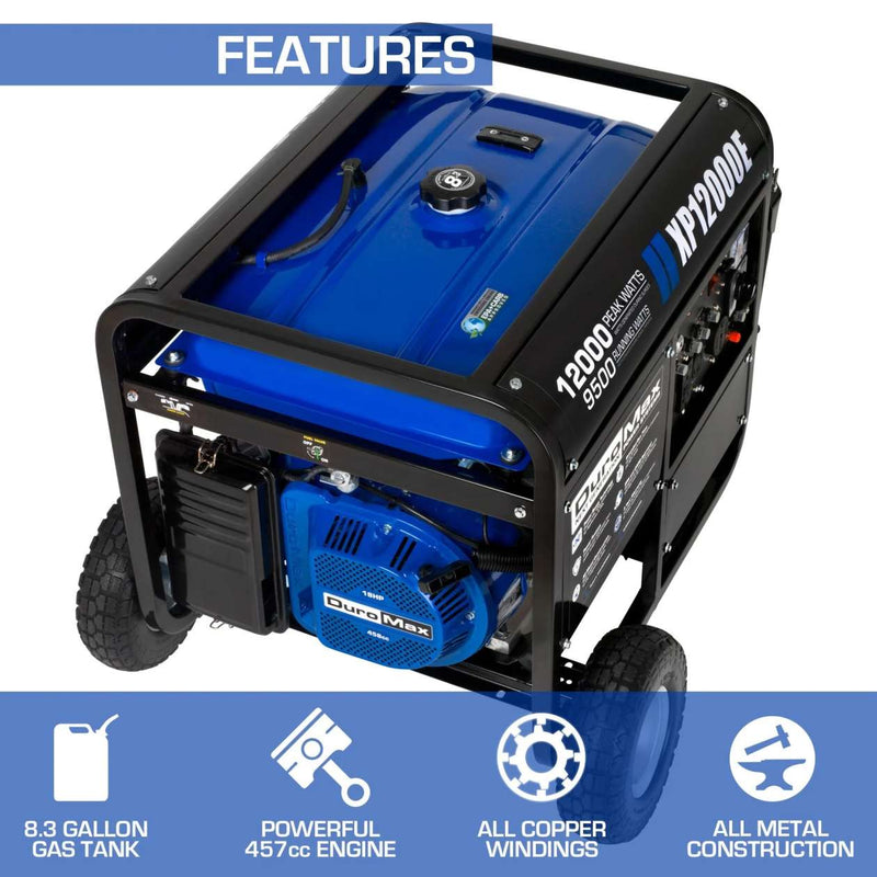 DuroMax XP12000E 12,000 Watt Gasoline Generator (Grade A Refurbished)