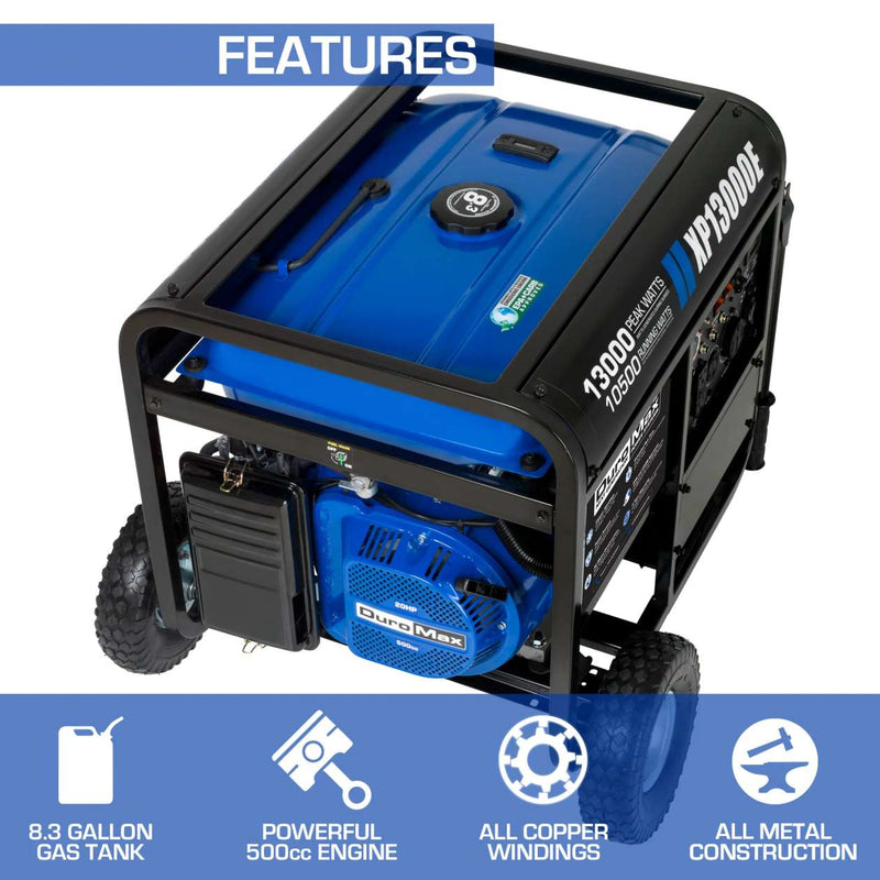 DuroMax XP13000E 13,000 Watt Gasoline Generator (Grade A Refurbished)