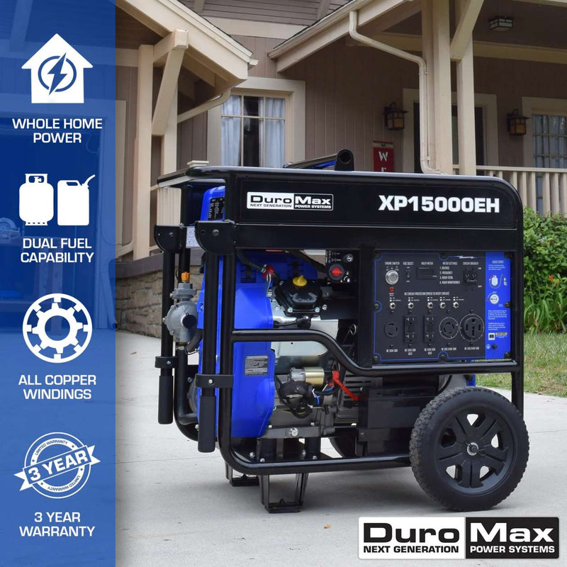 DuroMax XP15000EH 15,000 Watt Dual Fuel Hybrid Generator (Grade A Refurbished)