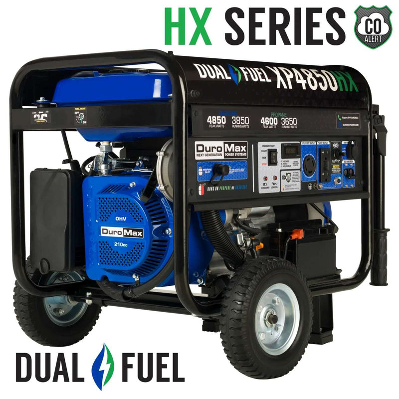 DuroMax XP4850HX 4,850 Watt 7HP Dual Fuel Portable Generator W/ CO Alert 50- State (Grade A Refurbished)