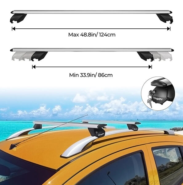 BougeRV Roof Rack Cross Bars (Universal, 47'' Silver)